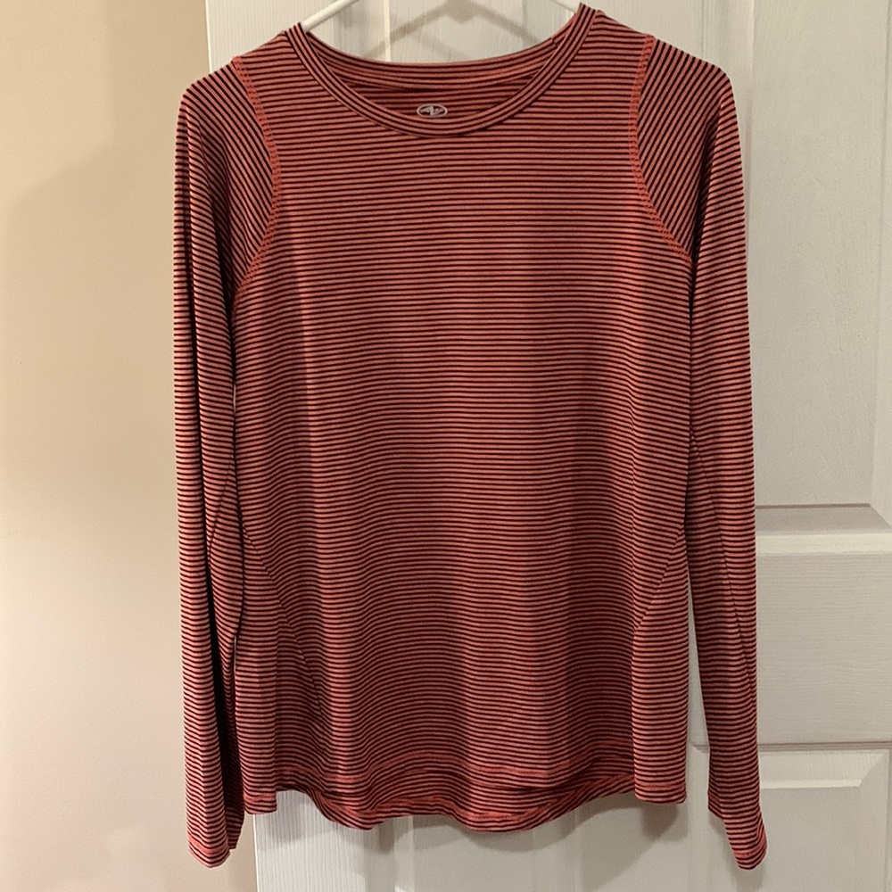 Athletic Works Orange & Black StripedLong Sleeve Shirt Medium 8-10
